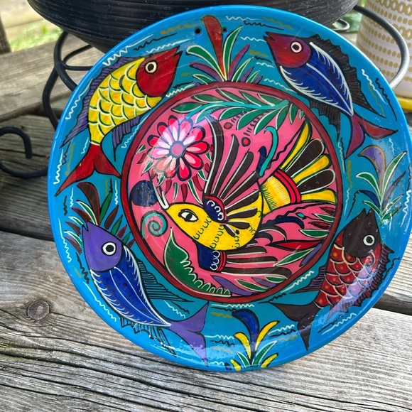 MEXICANA Colorful Ceramic Decorative Fish Plate Wall Hanging 7.5" - Picture 2 of 16